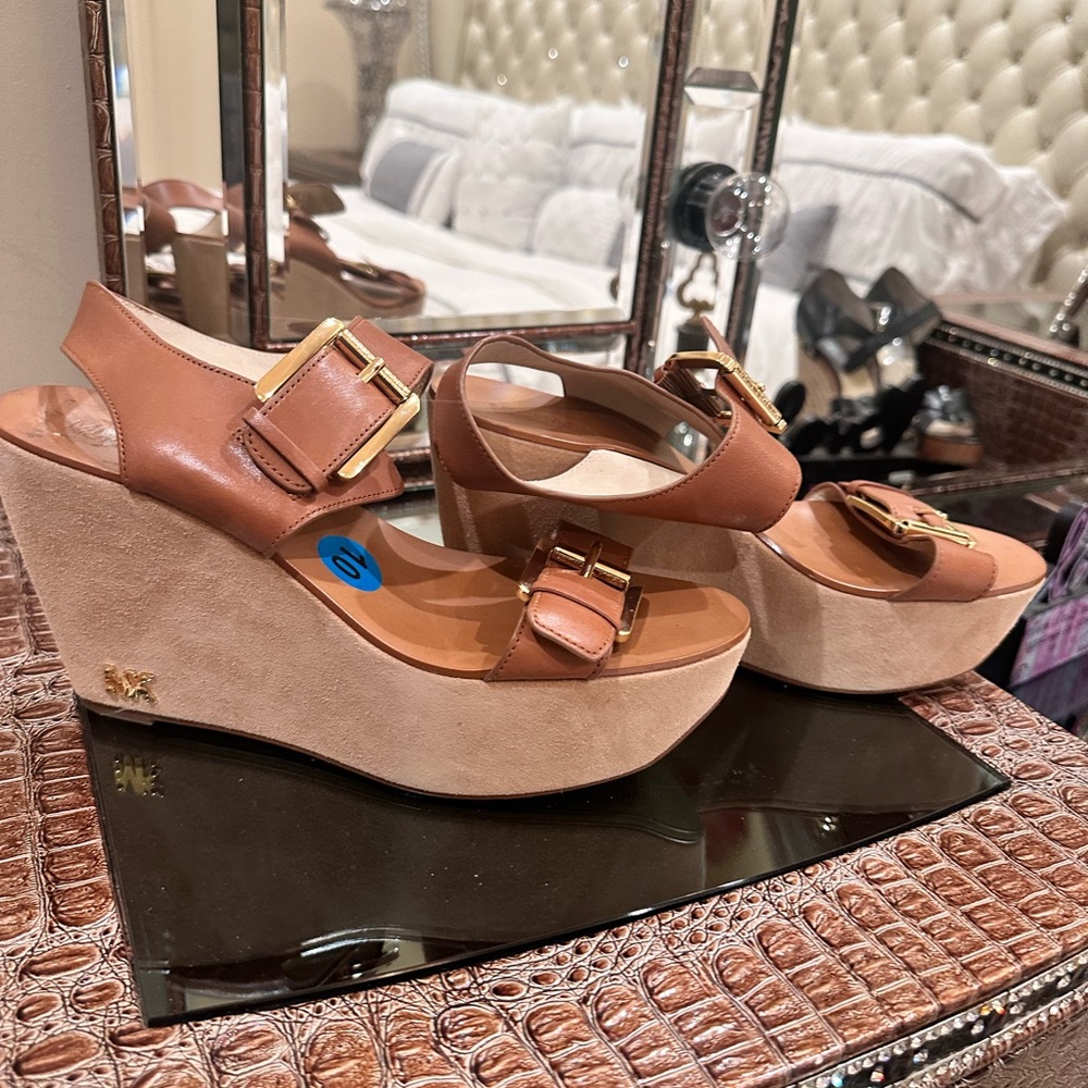 MICHAEL KORS Brown Wedge Sandals